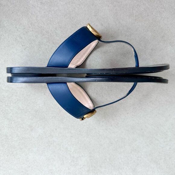 Gucci GG Marmont Sandals Navy Blue Leather Thong Flats Flip Flops EU 39.5 US 9.5 - Picture 12 of 12